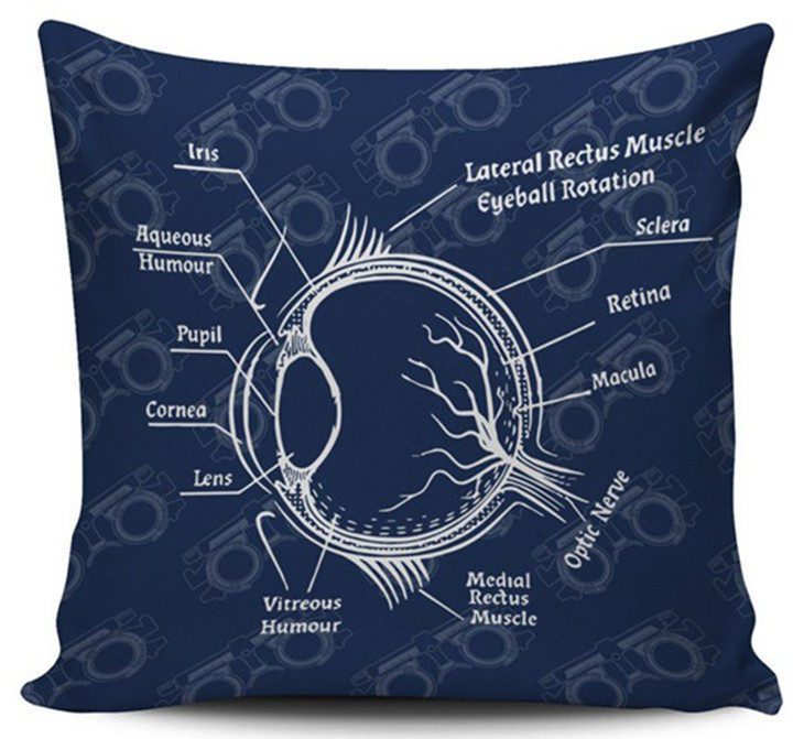 Optometry Print Blue Cushion Cover Pillow Cover 45*45cm